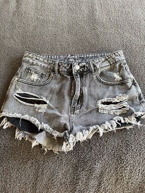 Women’s Distressed Grey Denim Shorts